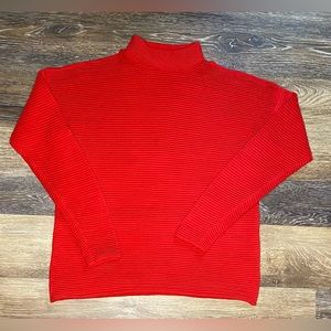 EUC BAR III MOCK-NECK OPEN SHOULDER SWEATER SIZE MEDIUM IN RED